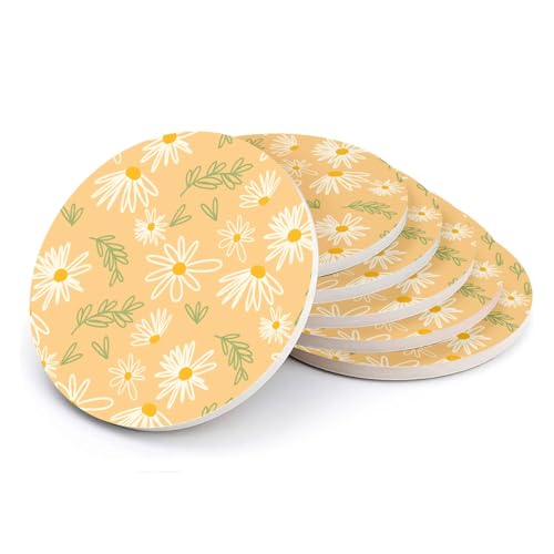 Sous-verre céramique marguerite jaune : le lot de 6 idéal pour offrir - 2