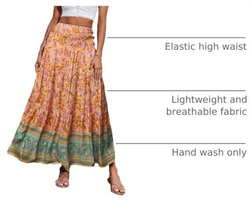 Image of CFLONGE Summer Maxi Skirts for Women 2026 Trendy Floral A Line Boho Skirt