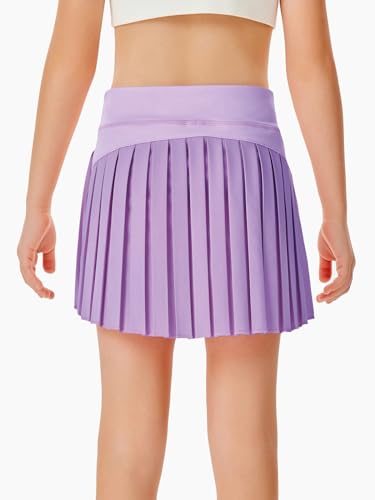 Image of Haloumoning Girls Pleated Skirts with Shorts Athletic Tennis Skorts Sport Performance Skirt with Pockets 4-14 Years