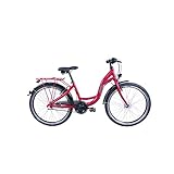 hawk city wave girls - bicicletta per bambini, 24 pollici, con telaio in alluminio leggero, forcella ammortizzata zoom e cambio shimano a 3 marce, colore: rosa