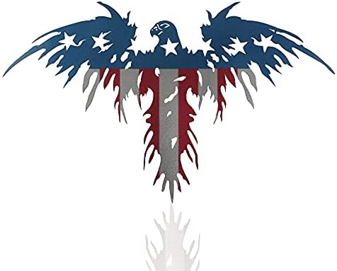 Raven Steel 30" Metal American Flag Eagle - Patriotic Wall Art Best for Home Décor or Office Decor - Made in the USA by Veterans - Bald Eagle Old Glory Design