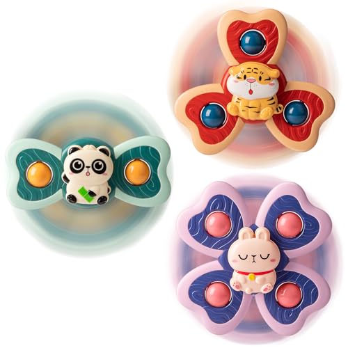 Image of TOHIBEE 3-Piece Animal Suction Cup Spinner Toys for 1-3 Year Old Boys & Girls - Sensory Toys for Toddlers 12-18 Months - First Birthday Gifts
