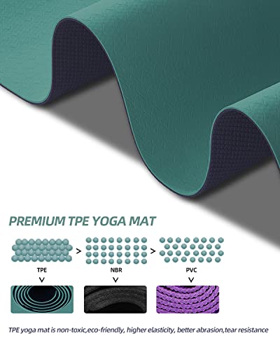 Coolmoon 1/4 Inch Extra Thick Yoga Mat Double-Sided Non Slip,Yoga Mat For Women And Men,Fitness Mats With Carrying Strap,Eco Friendly Tpe Yoga Mat, Pilates And Exercises Mat #TOP2