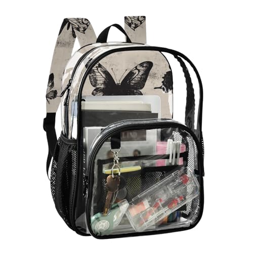 senya Transparent School Bag Gothic Black Butterflies Travel Backpack With Water-Resistant PVC Plastic Clear Bagpack2