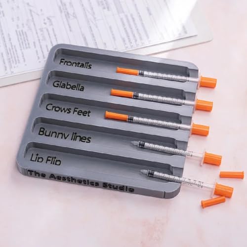 Callie Aesthetic Practitioner Syringe Tray with 8 Slots Label, Vial Holder/Syringe Tray Combination for Aestheticism and Nurses