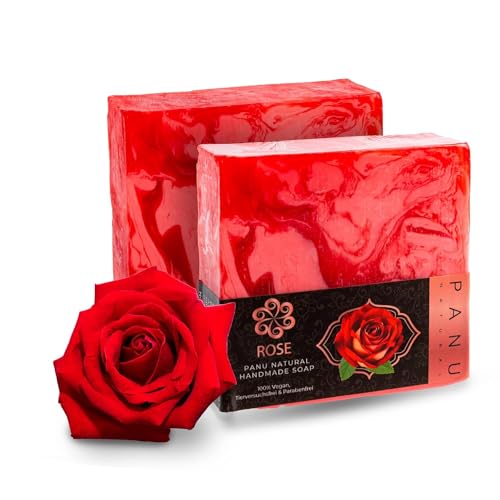 Panu Rosa Soap - Sapone da doccia vegano per tutti i tipi di pelle - Sapone naturale come gel doccia solido e shampoo solido - Pezzo di doccia naturale - Sapone senza animali