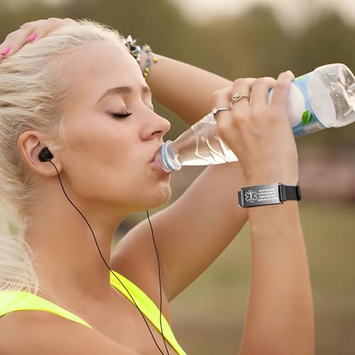 Personalized Medical Bracelet for Women - Free Engraving Customizable Medical ID Bracelets,Waterproof Stainless Steel Adjustable Customized Engraved Wristband,Emergency Medic Alert Bracelet for Men3