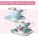 BTaT- Floral Tea Sets for Adults, 13 pcs, Service for 4, Pot (38 oz) & Cups (8 oz) with Saucers, Pastel Blue Floral Design, Porcelain Tea Set for Adult, Dishwasher Safe, Christmas Gifts