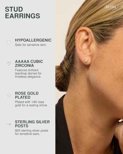 Image of PAVOI 14K Gold Plated 925 Sterling Silver Post Brilliant Round Faux Diamond Halo Earrings - Premium Cubic Zirconia