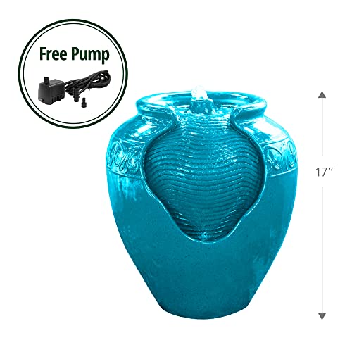 Fontaine extérieure Teamson Home cascade turquoise avec LED YG0037A-EU - 5