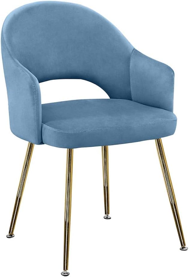 Chaise de salle à manger velours bleu paon dossier fer forgé salon