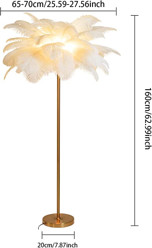 Lámpara de pie de plumas moderna con luz LED para sala de estar 2