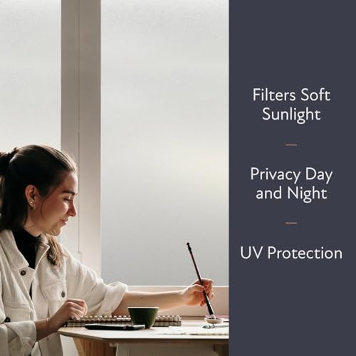 Image of Window Sticker - Privacy Blur Effect Decorative 2 Way Privacy Cover Glass Film | Self Static Cling /UV Sun-Control Window Decals Glass Sticker Frosted PVC Sheet || (31 x 200 Cm, 6.67 ft)