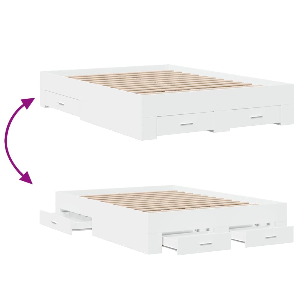 vidaXL Cadre de lit avec tiroirs sans Matelas Blanc 120x190 cm