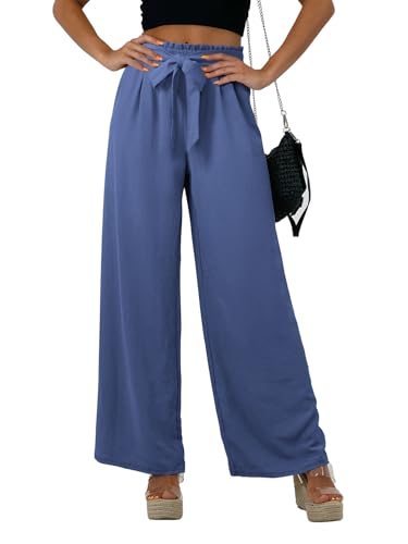 Feiersi Women Casual Wide Leg Pants High Waisted Business Work Casual Pants Loose Flowy Beach Palazzo Pants