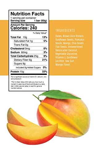 Amrita Mango Coconut (12 Bars) + Chocolate Chip Coconut (12 Bars) Protein Bar Bundle | Peanut Free, Soy Free, Gluten Free, Dairy Free, Vegan, Paleo, Non-Gmo | High Fiber Plant Based Healthy Snacks #TOP1