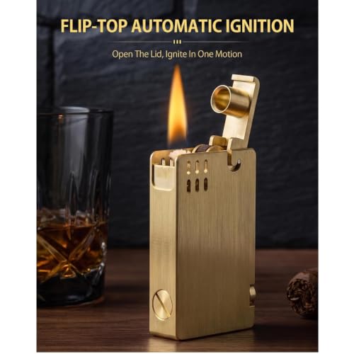 Image of Smoke King Monolith Brass Lighter - Premium Refillable Fluid Lighter (Fuel Not Included)