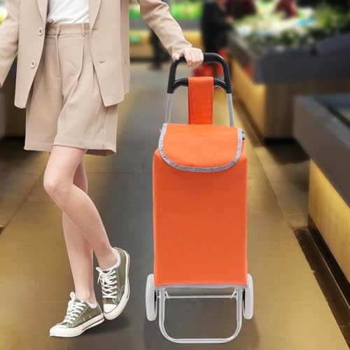 Einkaufstrolley Treppensteiger, Trolly Einkaufswagen Klappbar und belastbar bis 25 kg, 3in1 Trolley Sackkarre & Umhängetasche (Orange) – Bild 8