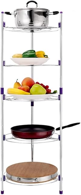 Kitchen Pan Stand Saucepan Pot Rack Holder, 5 Tiers Home Kitchen Pans Pots Storage Rack Durable Metal Wire Shelving Organizer, Rice cooker, pan, frying pan, soup pot 101.5 * 35cm