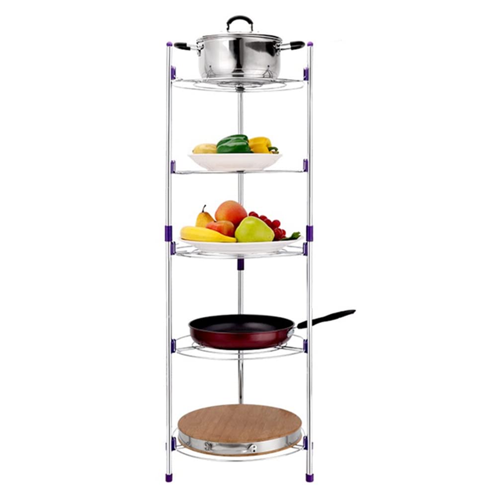 GOTOTOP Kitchen Pan Stand Saucepan Pot Rack Holder, 5 Tiers Home Kitchen Pans Pots Storage Rack Metal Wire Shelving Organizer, Rice cooker, pan, frying pan, soup pot 101.5 * 35cm