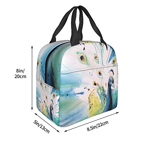 Debou Cute Peacock Insulated Lunch Bag Cooler Tote Reusable Leakproof Lunch Box Easy Clean For Work Office Picnic Beach Or Travel #TOP1