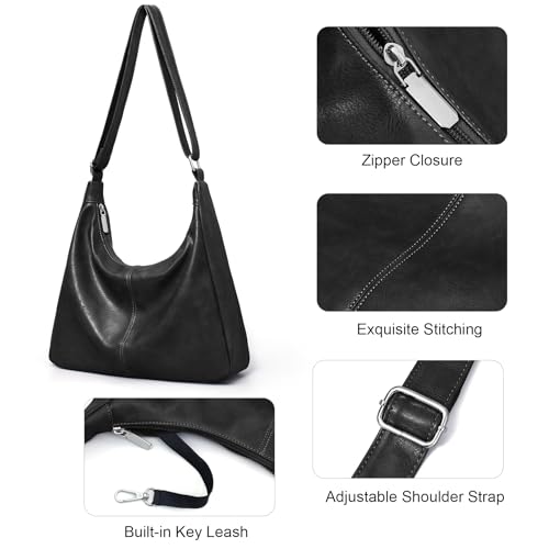Bolso Hobo para mujer de cuero vegano y bandolera plegable miniatura 6
