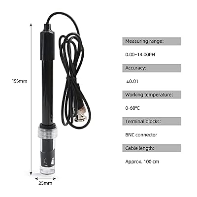 Replacement PH Probe Electrode Sensor with BNC Connector for Hydroponic Aquarium Laboratory Meter Controller Device, Low Impedance Corrosion-Resistant Tester Kit