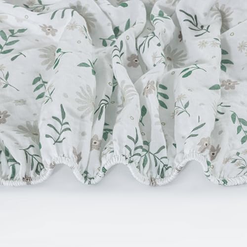 Image of Dreamology Mini Crib Sheets Girls,Boys,100% Cotton Muslin Crib Sheet,1Pack | Soft and Breathable Baby Muslin Crib Sheet Fitted,Pack n Play Sheets,Crib Sheet,24x38 Mini Crib Sheets | Flowers