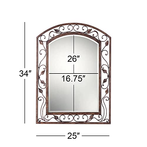 Franklin Iron Works 75-9031-F2 Eden Park Arch Top Vanity Decorative Wall Mirror Vintage Rustic Bronze Metal Openwork Frame Beveled Glass 25 Inch Wide Decor thumb #2
