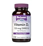 Bluebonnet Nutrition Vitamin D3 5000 IU Softgels, Aids in Muscle and Skeletal Growth, Cholecalciferol from Fish Oil, Non GMO, Gluten Free, Soy Free, Dairy Free, Yellow, 250 Softgels