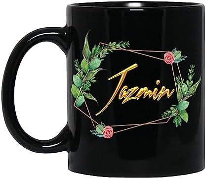 Coffee Mug Personalized Name Jazmin Mug for Women Girls Wife, Mother, Custom Name Flower Coffee Mug, Name Coffee Cup, Floral Design, Personalized