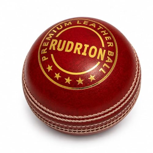 Image of Premium Leather Cricket Ball | Hand Stitched 4 Ply Leather Ball with Raised Seam for Swing & Bounce | Durable Match & Practice Ball for Club, Training & Professional Cricket (1, Red)