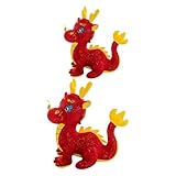 Mikikit 2 Stück Pack Plüsch Drachen Stoffpuppen 25 30cm Chinesisches Neujahrs Drachen Maskottchen Glücksbringer Geschenkspielzeug für Sofa Dekoration
