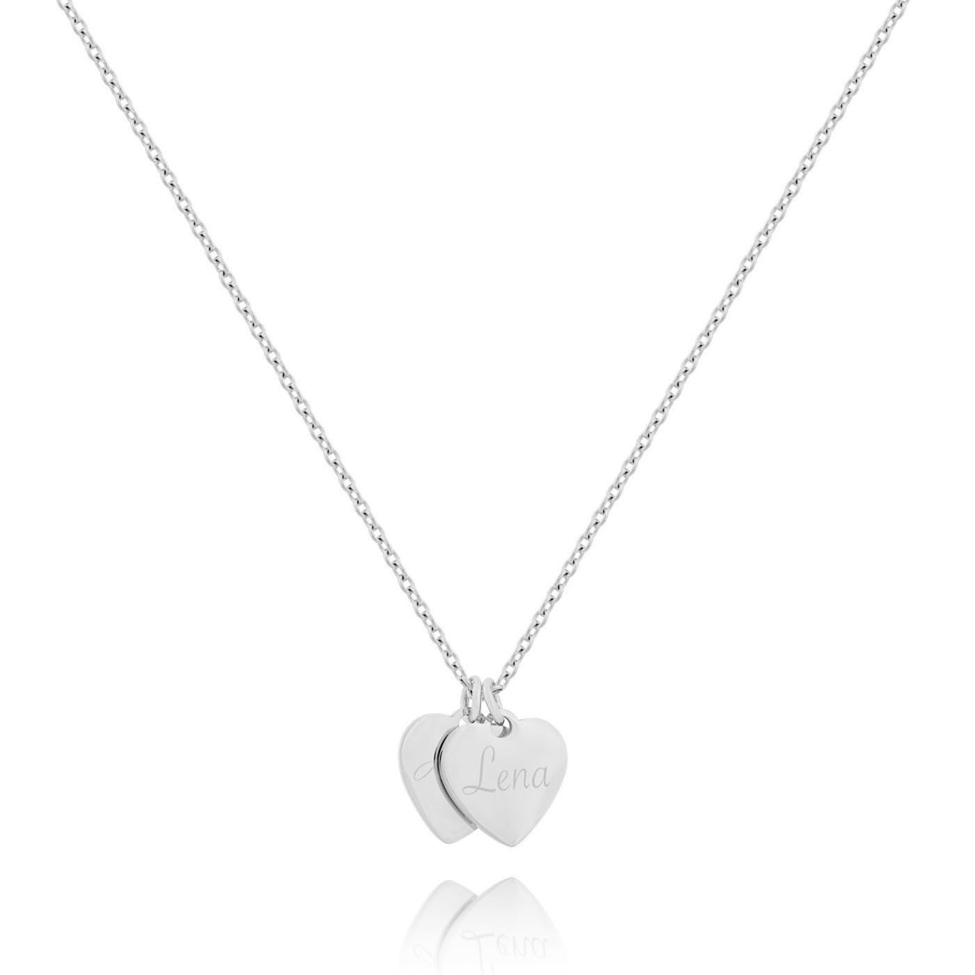 VALENCIA II - Kette mit 2 Herzen | Anhänger mit Gravur | Beste Freundin | Paar Schmuck | Persönliche Geschenke Valentinstag Jahrestag Muttertag | 316L Edelstahl Roségold Silber Gold