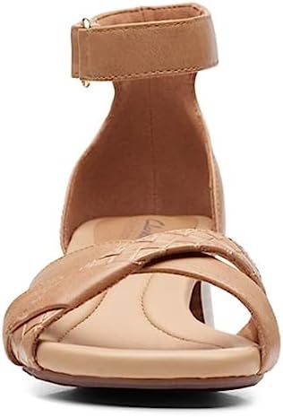 Clarks Women's Desirae Lily Heeled Sandal, Light Tan Leather, 8.5 Wide | Image 2