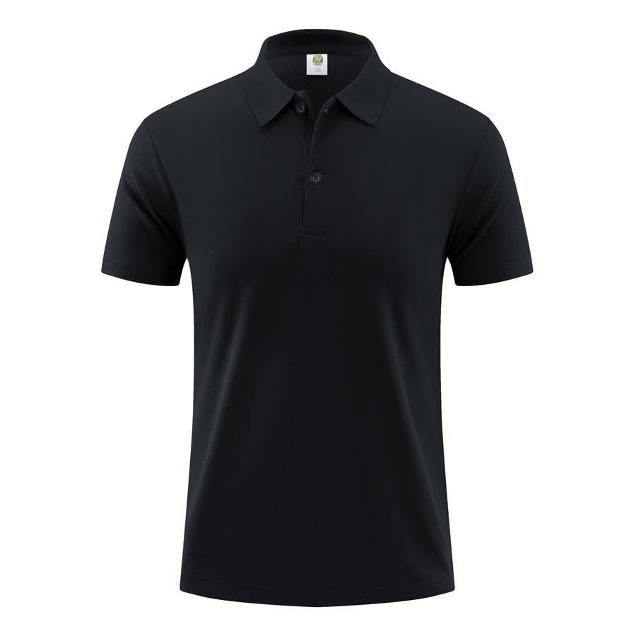 Short Sleeve Polo Shirt for Men & Women, Casual Soft Loose-Fit Polo Shirts (Black)2