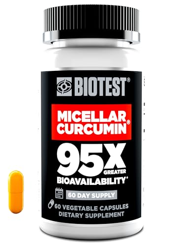 Biotest Micellar Curcumin - 95x Greater Absorption for Joint Health, Healthy Inflammation Response & Recovery - 60 Capsules (60 Day Supply)