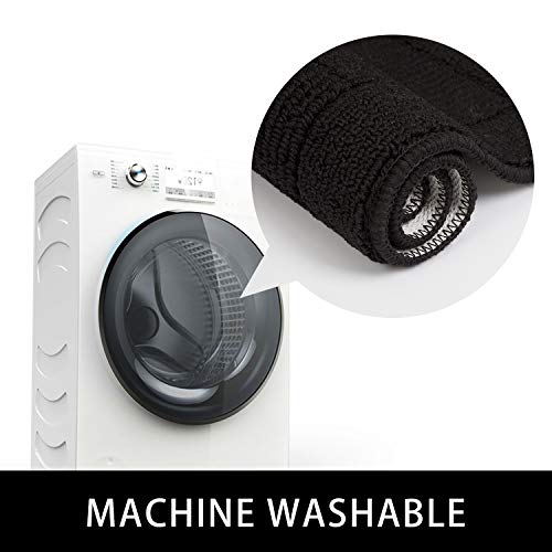 Beqhause 30X18 Inch Kitchen Rug Mats, Durable Anti-Slip Absorbent Dirt-Resistant Kitchen Rug Pet Mat Machine Washable (Black) #TOP3