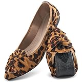 Aomigoct Ballet Flats for Women Dressy: Pointed Toe Comfortable Wedding Womens Flats - Casual Work Walking Shoes Leopard