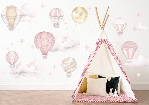 Vinilos Decorativos con Globos Aerostáticos Rosados 36"x36" miniatura 2