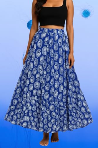 Image of Premium Long Skirt | Stylish Long Crushed Cotton & Unique Prints | Floor Length Skirt for Women | Elastic Waist Premium Maxi Skirt - Comfortable Casual Wear