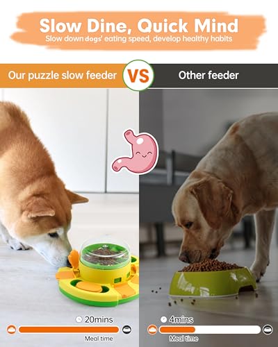 Dog Puzzle Toy Mental Stimulation - Level 2 in 1 Dogs Food Puzzles Toys, Dog Treat Puzzle Feeder (Intermediate-Green Push)