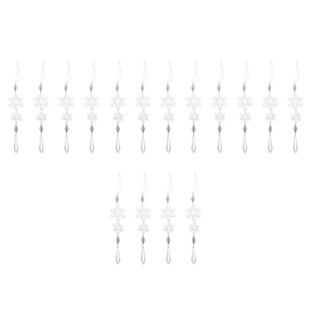 Toyvian 16 Stück Acryl Schneeflocken Ornament zum Aufhängen, Glitzernd | Zuhause und Büro, Leicht Anzubringen, Wiederverwendbar, Festliche Deko mit Funkelndem Effekt