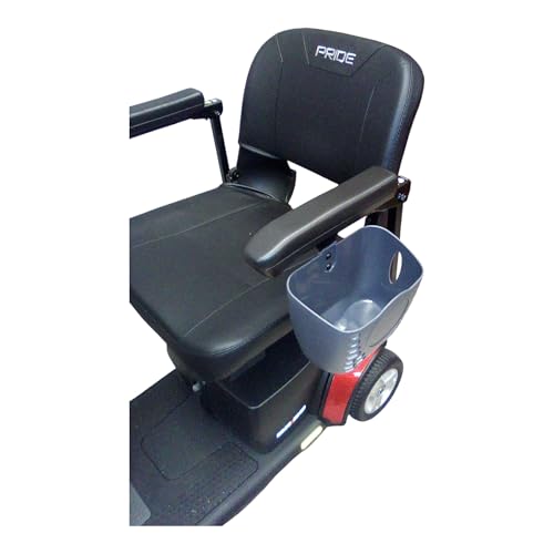Mobility Scooter Armrest Basket, Heavy-Duty Metal Mounting Bracket, Gray Storage Attachment