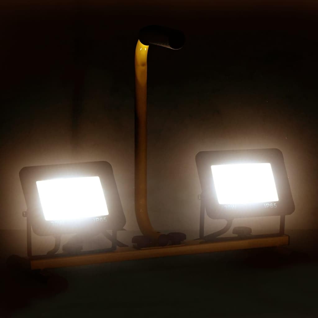 Reflektor LED z uchwytem 2 x 30 W, lampa robocza z kablem o długości 3 m, 4200 lm, 3000 K, przenośny reflektor budowlany do warsztatu i na placu budowy