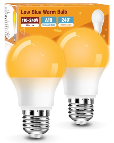 Image of Neporal Amber Sleep Light Bulbs with Remote,Blue Light Free 1800K Amber Lighting, A19 LED 9W,Dimmable E26 Bulb with Timer & Memory,Flicker Free for Bedroom,Nursery & Bedside Lamp,2 Pack