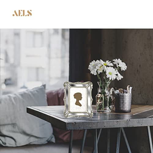 Aels 5X7 Inch Vintage Mirrored Picture Frame, Elegant Antique Photo Frames With Glass Front, Photo Display, Tabletop Wall Hanging, Gift Ideas, Metallic Silver #TOP6
