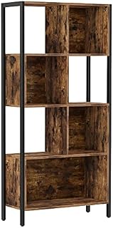 VASAGLE Bookshelf, Bookcase, Cube Storage Rack, Room Divider with Steel Frame, Kids Room, Kitchen, Living Room, Home Office, Industrial Style, Rustic Brown and Black LBC027B01
