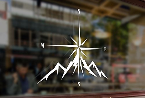 25cm Compass Rose Navigate 4x4 Offroad Mount Art Vinyl Stickers Funny Decals Bumper Car Auto Computer Laptop Wall Window Glass Skateboard Room (White)