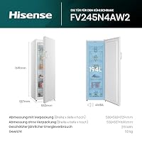 Hisense FV245N4AW2 Gefrierschrank/ TotalNoFrost/ SuperFreeze/ Türalarm/ BigBox/ 169,1 cm/ Gefrierteil 194 l/ 41 dB/ 219 kWh/ Jahr/ Inox-Look, Weiß – Ansicht 2